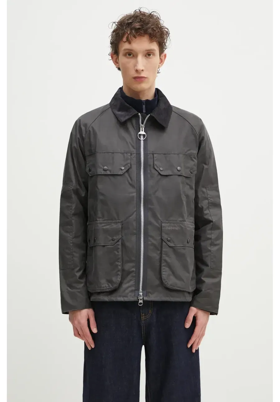 obrazek 1 Barbour kurtka Barbour Re-Engineered Short Bedale Wax Jacket kolor szary przejściowa MWX2446