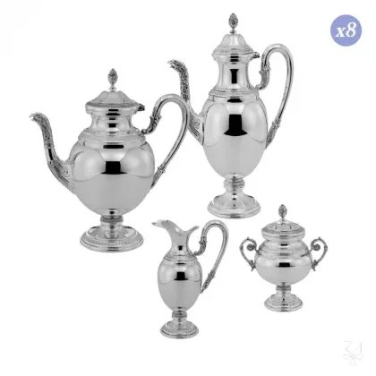 Picture Decorated silver coffee set for 8 people – Zaramella Argenti