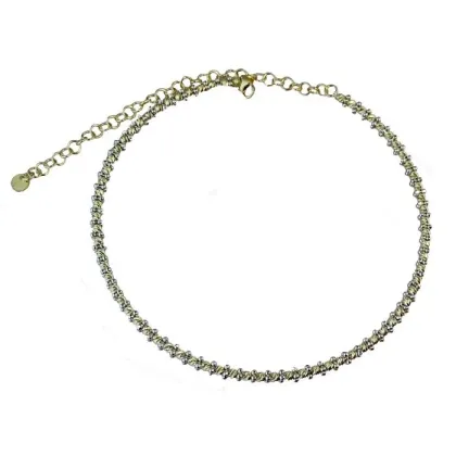 Zdjęcie Półsztywny choker z diamentowymi kulami i owalami o szerokości 4 mm.
