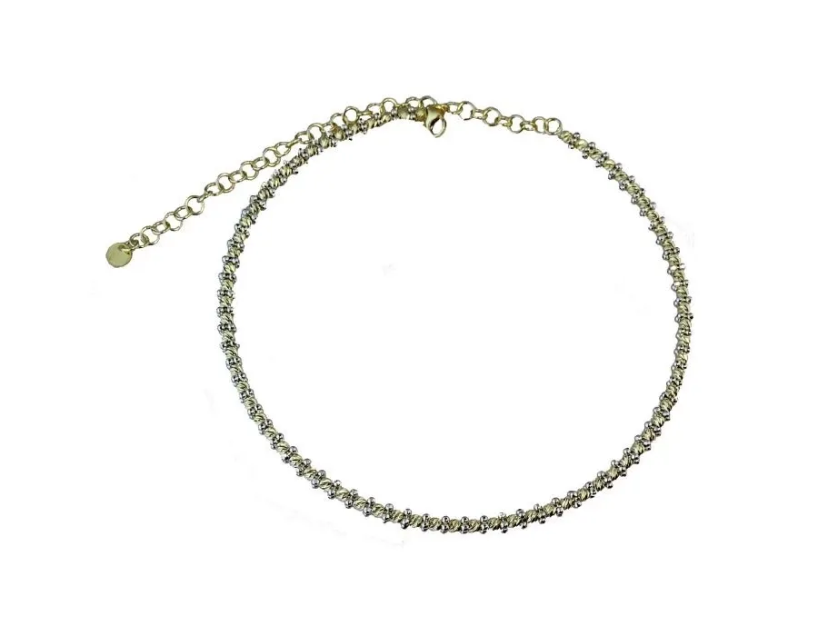 obrazek 1 Półsztywny choker z diamentowymi kulami i owalami o szerokości 4 mm.