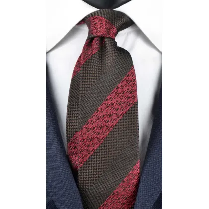 Zdjęcie Czekoladowy krawat w bordowe pasy