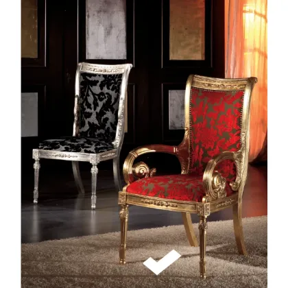 Zdjęcie Fantastyczny, włoski, tapicerowany fotel z litego buku - Fratelli Mirandola