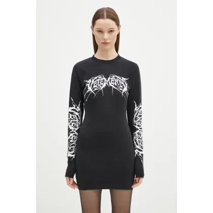 Zdjęcie VETEMENTS sukienka Death Metal Longsleeve Mini kolor czarny mini dopasowana WA66DR630BW