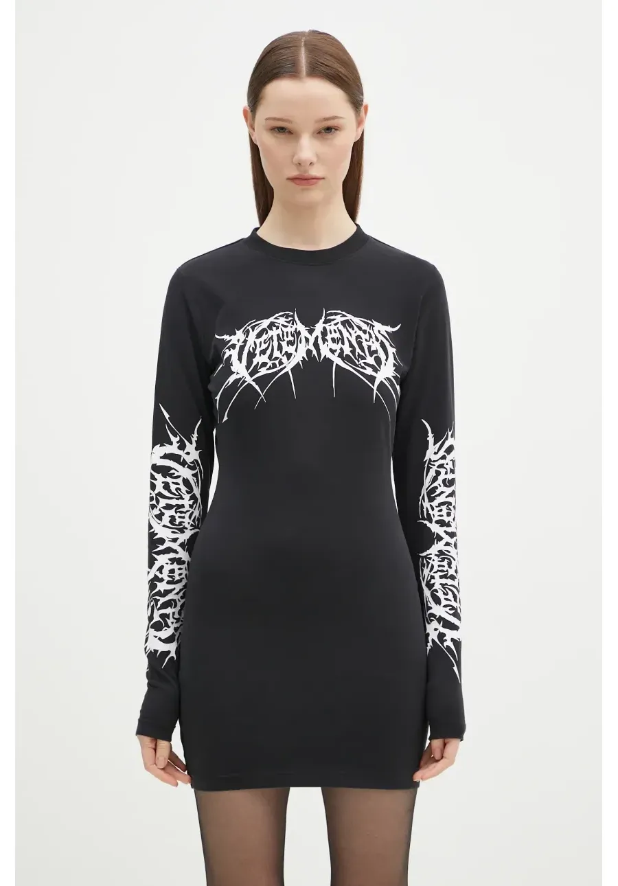 obrazek 1 VETEMENTS sukienka Death Metal Longsleeve Mini kolor czarny mini dopasowana WA66DR630BW