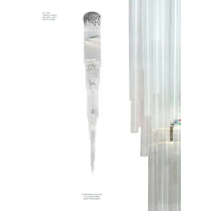 Zdjęcie Żyrandol kaskadowy z przezroczystymi rurkami borokrzemianowymi w paski - Il Paralume Marina