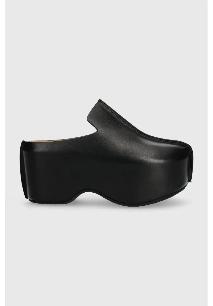obrazek 1 JW Anderson klapki skórzane Platform Clog damskie kolor czarny na platformie ANW42000A
