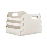 Zdjęcie Designerski biały koszyk Riga 27x36xH25 cm z naturalnej skóry