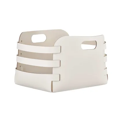 Zdjęcie Designerski biały koszyk Riga 27x36xH25 cm z naturalnej skóry