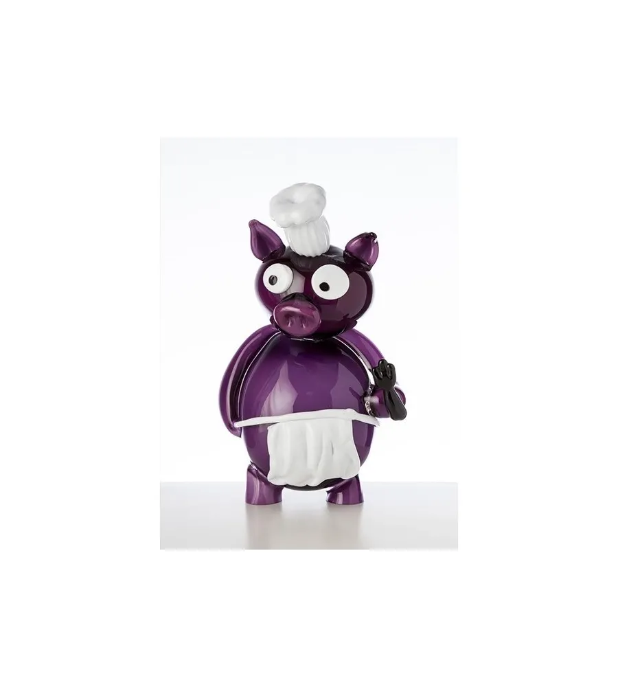 obrazek 2 Fantastyczna figurka ze szkła dmuchanego Murano „Chef Pork” na upominek dla kucharza