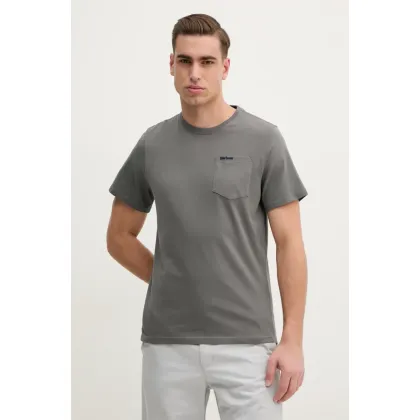 Zdjęcie Barbour t-shirt bawełniany męski kolor brązowy gładki