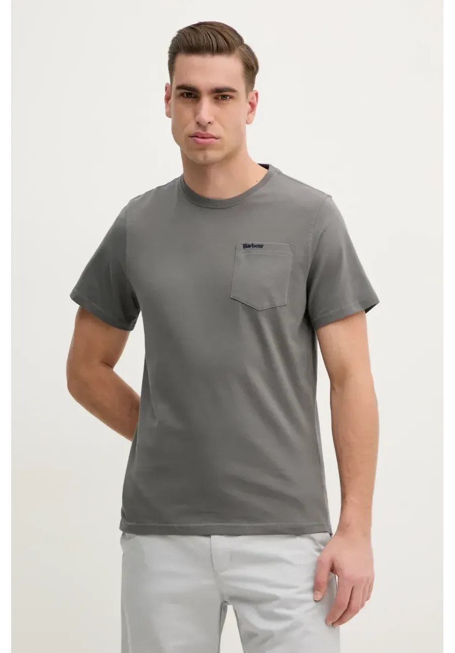 obrazek 1 Barbour t-shirt bawełniany męski kolor brązowy gładki