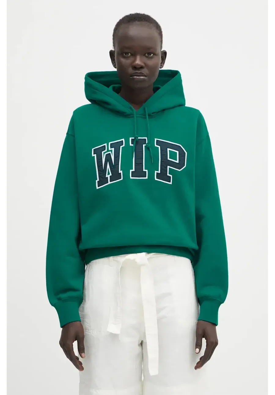 obrazek 1 Carhartt WIP bluza Hooded WIP Sweat damska kolor zielony z kapturem z aplikacją I034719