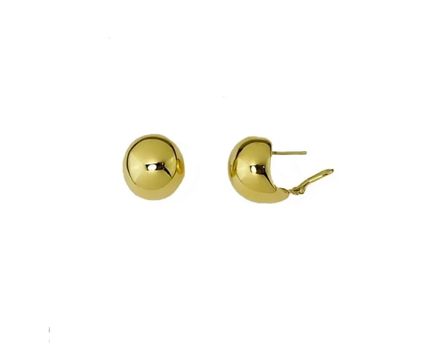 obrazek 1 Włoskie błyszczące, wydłużone kolczyki w kształcie półkuli z klipsem o wymiarach 15x20mm.