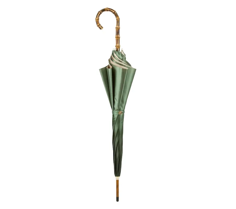 obrazek 2 Elegancki parasol damski w zielonkawym kolorze z bambusową rączką - Pasotti