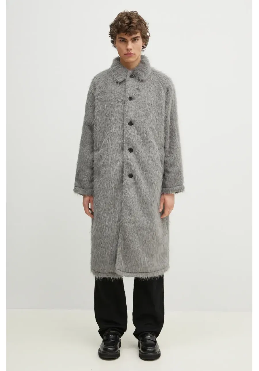 obrazek 1 MKI MIYUKI ZOKU płaszcz Faux Alpaca Car Coat męski kolor szary przejściowy FAUX.ALPACA.CAR.COAT.LI