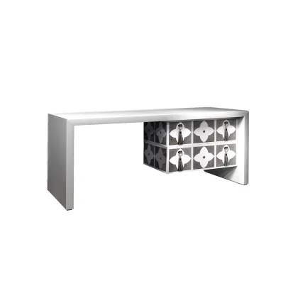 Picture White VALENTINA dressing table with leather decoration - Collecion Alexandra