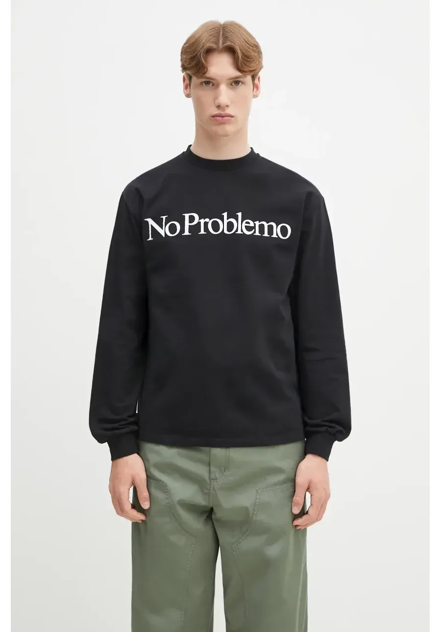 obrazek 1 No Problemo longsleeve bawełniany No Problemo LS Tee kolor czarny z nadrukiem NP6002203
