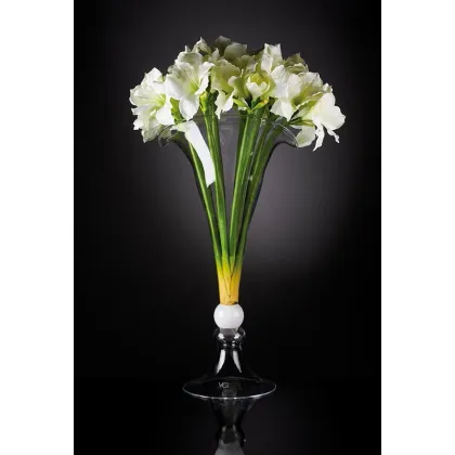 Picture A large glass vase with flowers, perfect for the living room