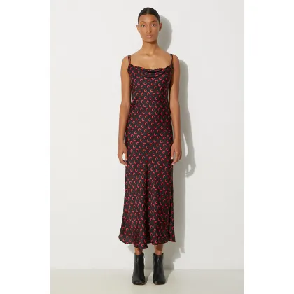 Zdjęcie Marine Serre sukienka Moon Printed Flou Long Slip Dress kolor czarny maxi rozkloszowana WDR302A.CWOV0040
