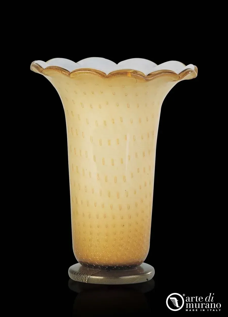 obrazek 1 Klasyczny dmuchany złoty wazon ze szkła Murano