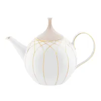 Picture White Terrace porcelain coffee pot with a geometric motif and gold finish - Vista Alegre