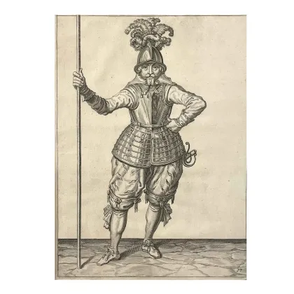 Picture Jacob De Gheyn's military costume from the 17th century