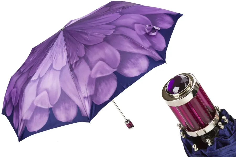 obrazek 1 Oryginalny fioletowy parasol damski zdobiony wyjątkowym wzorem kwiatowym - Pasotti