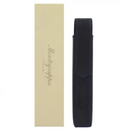 Zdjęcie Black Single Pen Pouch With Blue Stitches Montegrappa