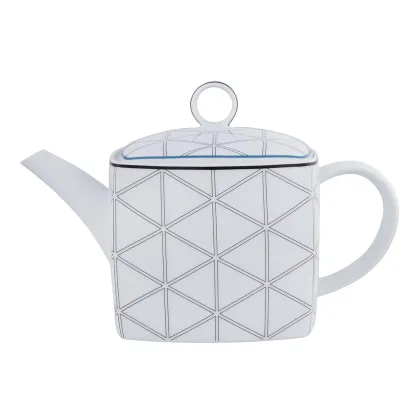 Zdjęcie Porcelanowy dzbanek do herbaty z kolekcji Orquestra w geometryczny wzór w trójkąty - Vista Alegre