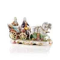 Zdjęcie Luksusowa figurka ceramiczna w stylu barokowym pary jadącej karetą - Ceramiche ML