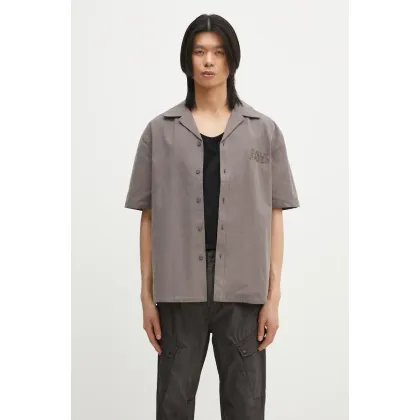 Zdjęcie Daily Paper koszula bawełniana Chain Stitch Ss Shirt męska kolor szary relaxed z kołnierzykiem klasycznym 2511125