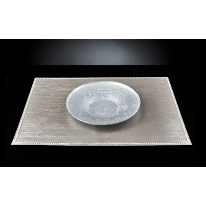 Zdjęcie Unikalny okrągły talerz ze srebrnego szkła do zastawy