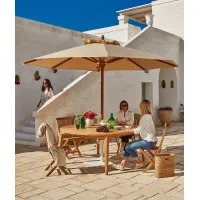 Zdjęcie Okrągły parasol Lipari 400 cm w kolorze liny do ogrodu lub na taras