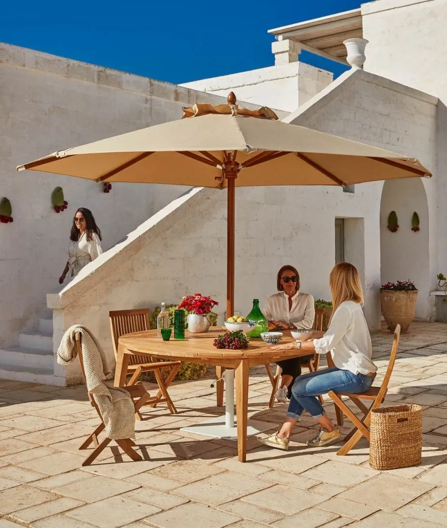 obrazek 1 Okrągły parasol Lipari 400 cm w kolorze liny do ogrodu lub na taras