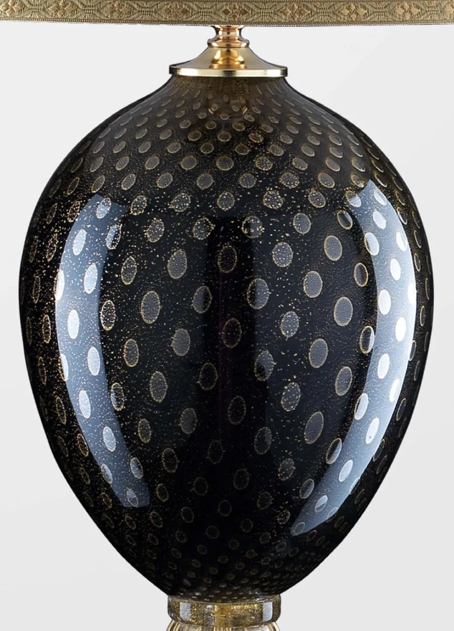 obrazek 3 Lampa stołowa ze szkła Murano w kolorze czarnego złota