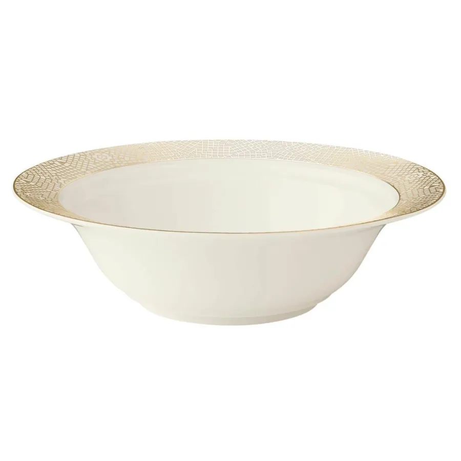 obrazek 1 Stylowa okrągła duża miska z porcelany zdobiona złotym wzorem – Tettau