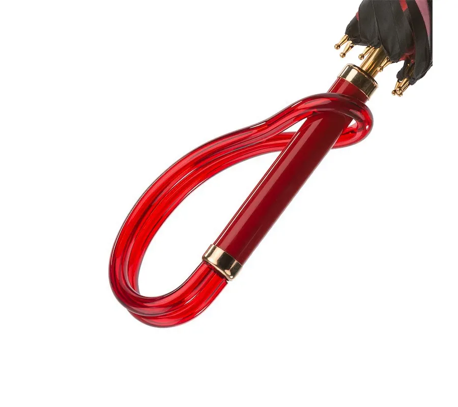 obrazek 4 Piękny czarno-czerwony parasol damski w czarne kropki – Pasotti