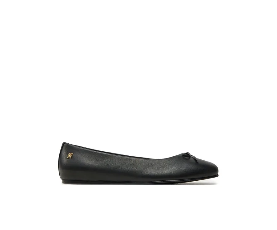 obrazek 1 Tommy Hilfiger Baleriny Ballerina Leather Flat Bow FW0FW08359 Czarny