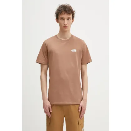 Zdjęcie The North Face t-shirt Simple Dome męski kolor brązowy z nadrukiem NF0A87NG6IH1