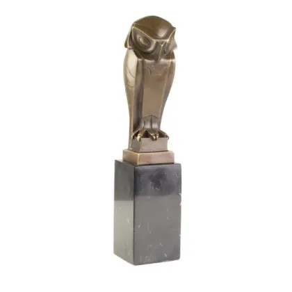 Zdjęcie Luksusowa brązowa rzeźba sowy w stylu Art deco