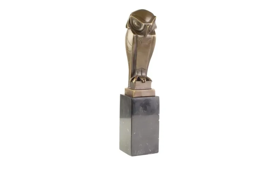 obrazek 1 Luksusowa brązowa rzeźba sowy w stylu Art deco