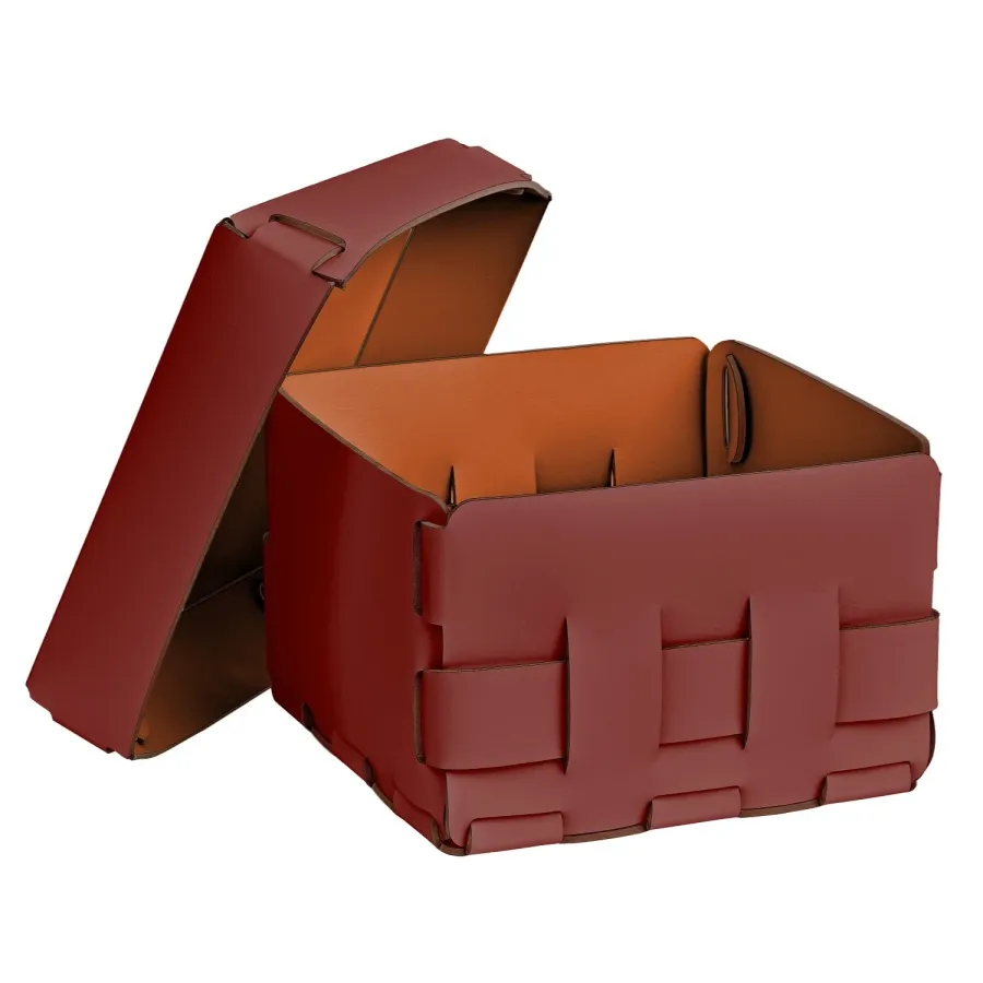 obrazek 2 Skórzany bordowy pleciony kosz Bottega 19x19xH13 cm