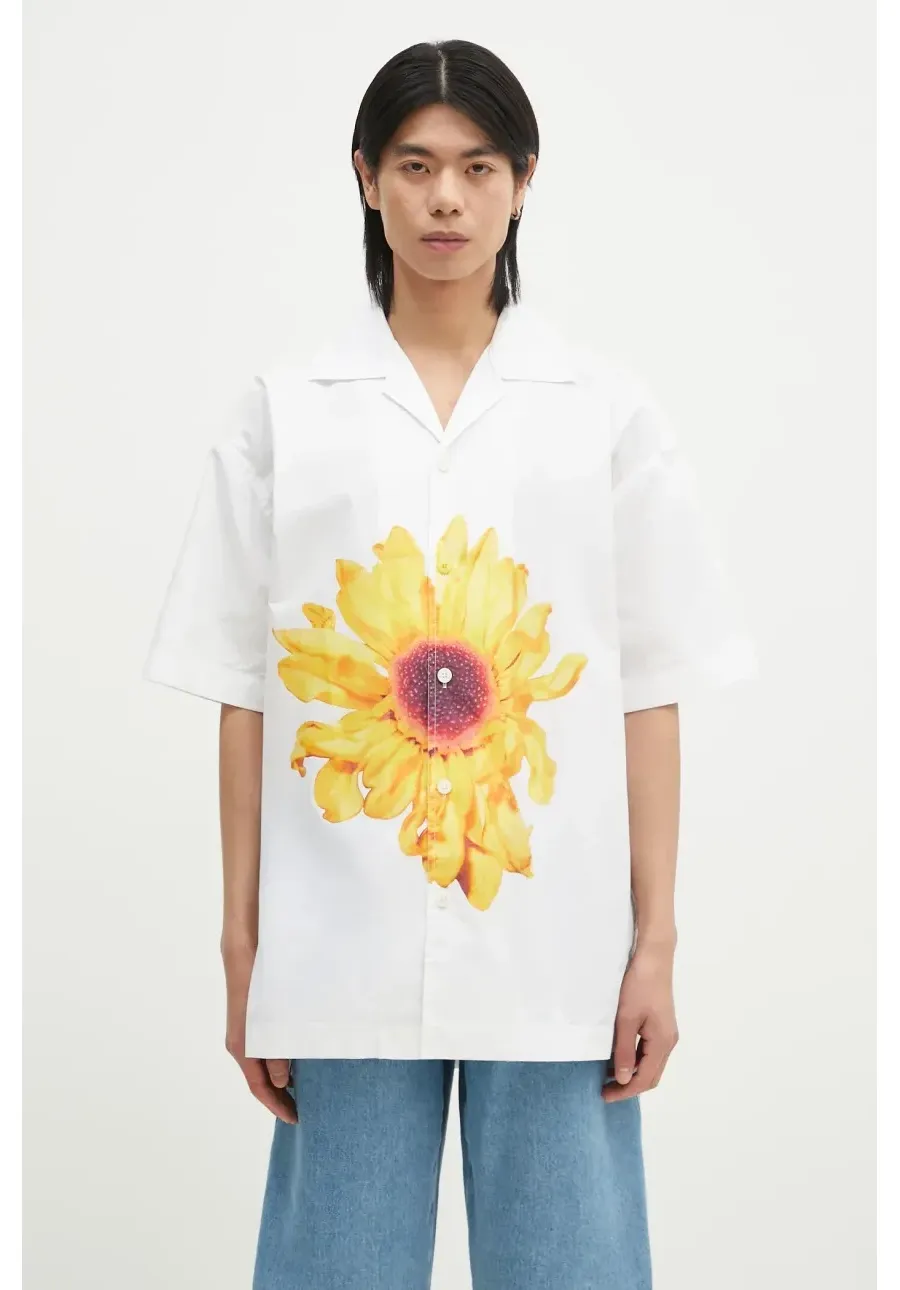obrazek 1 JW Anderson koszula bawełniana Short Sleeve Shirt męska kolor biały relaxed SH0335.PG1667.001
