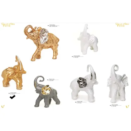 Picture Golden elephant with decorated trunk 35cm - Valle d'oro Patchi