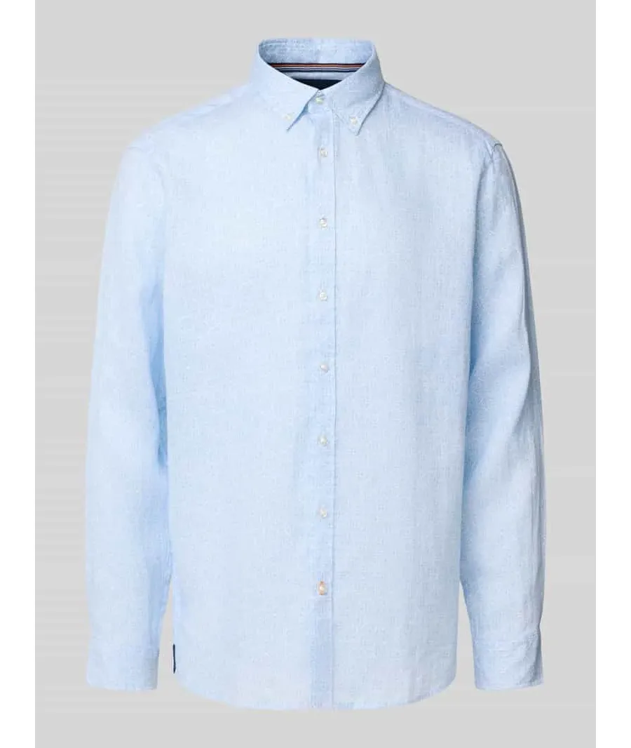 obrazek 1 Koszula lniana o kroju regular fit z kołnierzykiem typu button down