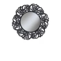 Zdjęcie Okrągłe, perforowane lustro, lakierowane z antracytowym wykończeniem z masy perłowej - Zanini