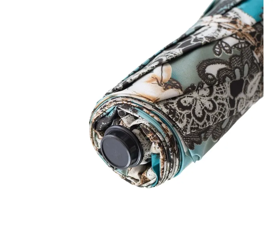obrazek 5 Elegancki parasol damski zdobiony oryginalnym kwiatowym wzorem z rączką wysadzaną klejnotami - Pasotti