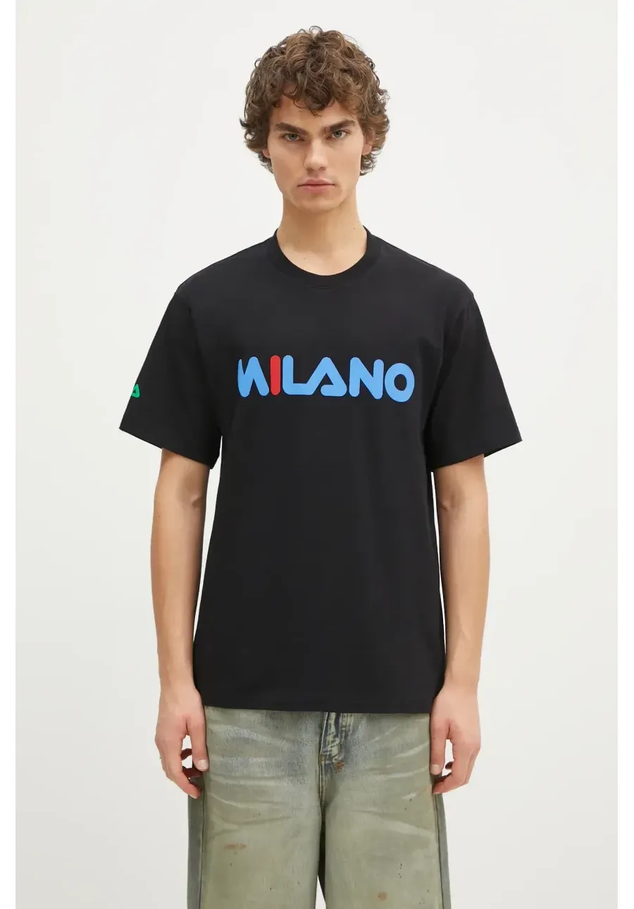 obrazek 1 FILA+ t-shirt bawełniany Milano kolor czarny z nadrukiem 42FW24TT01523C901