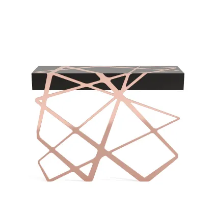 Picture Exclusive living room console made of black lacquered wood and copper