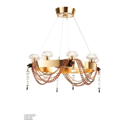 Zdjęcie Stylowy żyrandol z 8 światłami z przezroczystym ręcznie ciętym włoskim kryształem - Il Paralume Marina